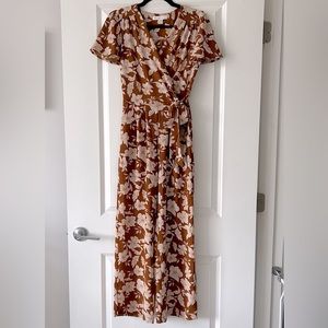 Rust and Beige Floral Jumpsuit Size Small